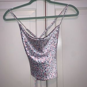 Silk backless tie top